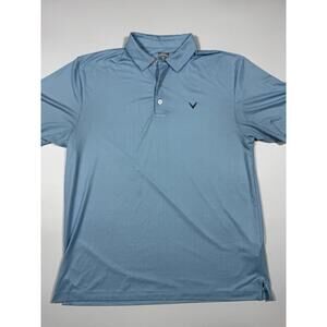 Callaway Opti-Dri Blue Micro Check Golf Polo Shirt Mens Large